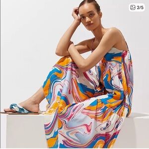 Peter Som for Anthropologie marble maxi dress size XS 100% cotton